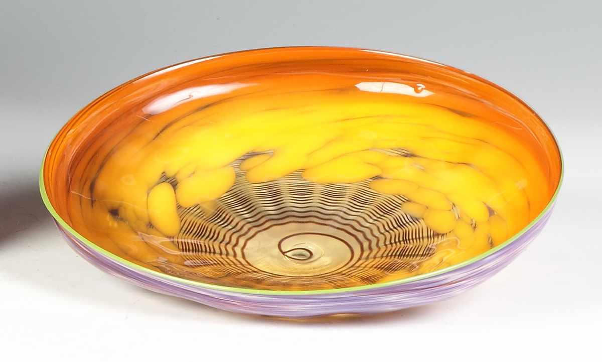 Appraisal: Dale Chihuly American born Orange Purple Shell w Lime Trim