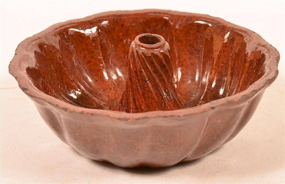 Appraisal: Glazed Redware Pottery Turks Mold th Century Glazed Redware Pottery