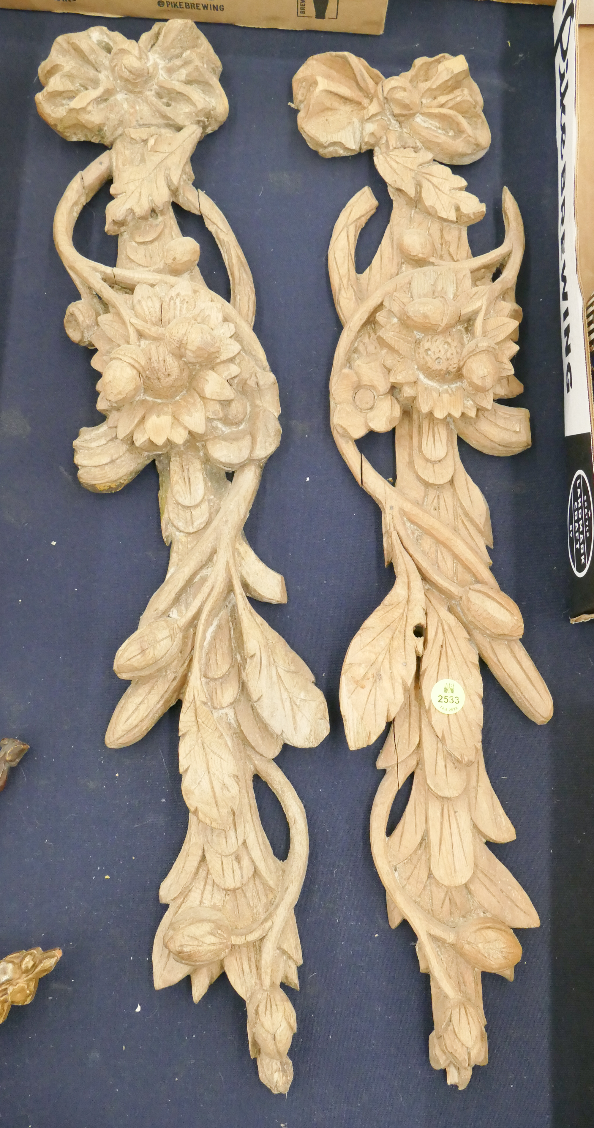 Appraisal: Pair Antique French Carved Wall Ornaments- ''