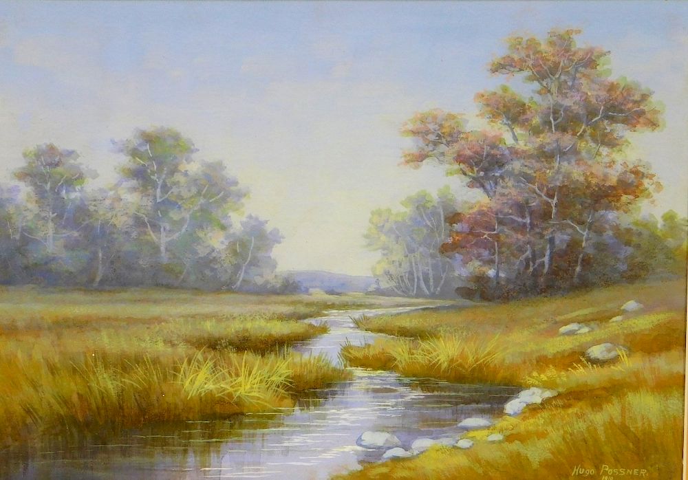 Appraisal: Hugo Possner California Marsh Landscape Painting Hugo Possner California -