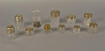 Appraisal: Eight American sterling silver mounted and cut glass vanity items