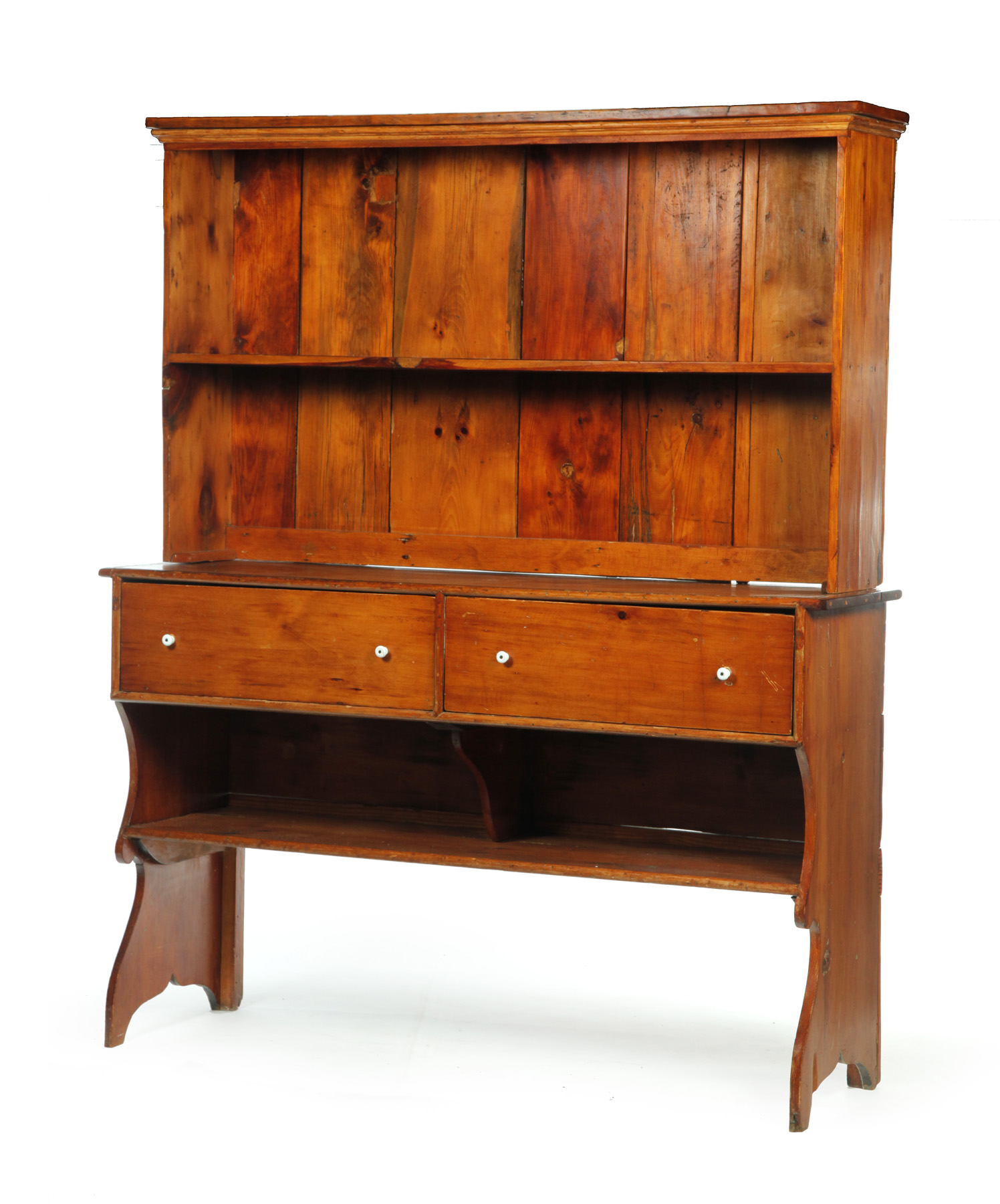 Appraisal: TWO-PIECE OPEN CUPBOARD America rd quarter- th century pine Top