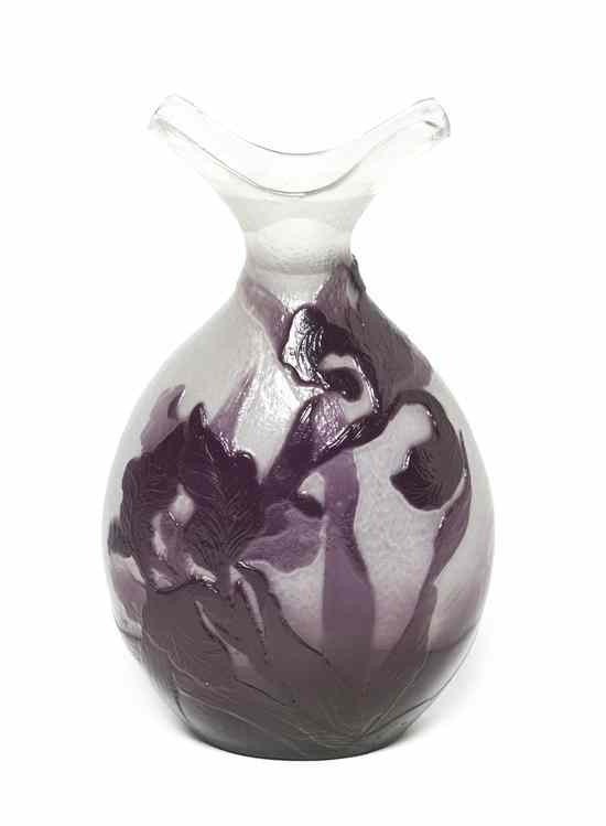 Appraisal: A Galle Fire-Polished Cameo Glass Vase having a flared mouth