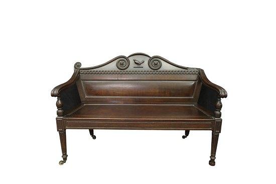 Appraisal: An early th Century mahogany hall bench the gently waisted