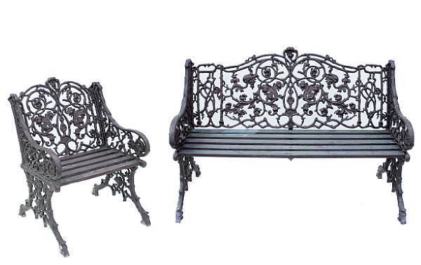 Appraisal: A suite of various garden furniture Comprising a pair of