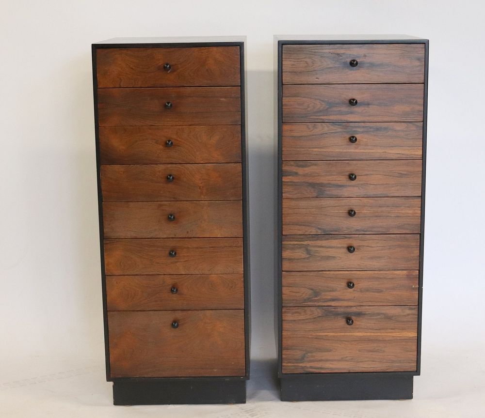 Appraisal: Midcentury Pair Of Rosewood Founders Chests Nice original patina and