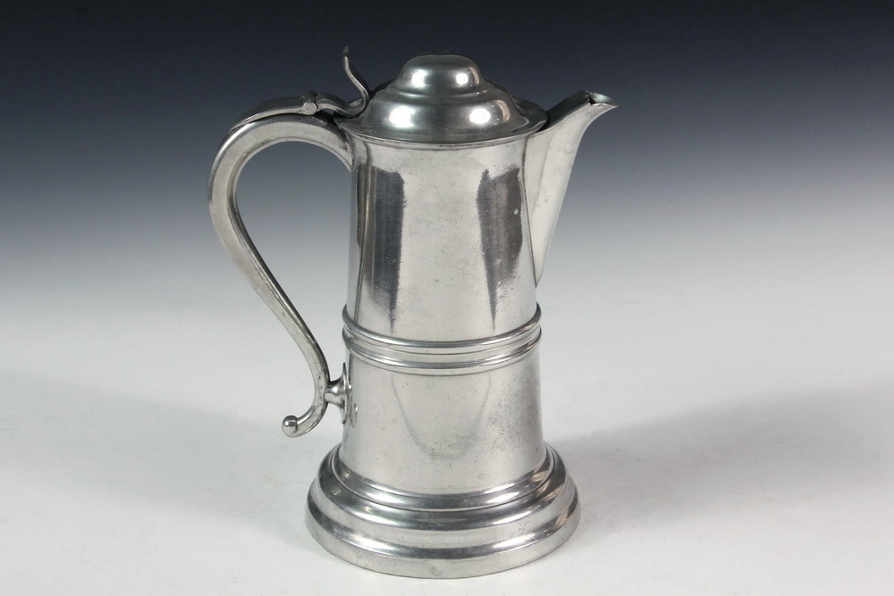 Appraisal: LARGE PEWTER FLAGON - Flagon by Roswell Gleason Dorchester Mass