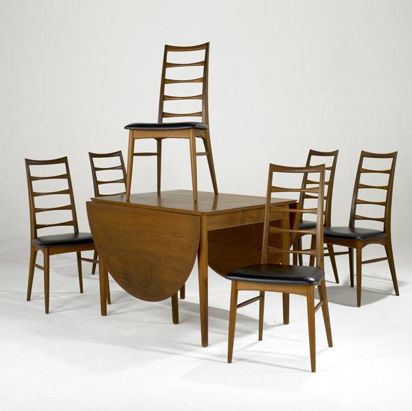 Appraisal: KOEFOEDS HORNSLET Teak dining table and six chairs Branded in