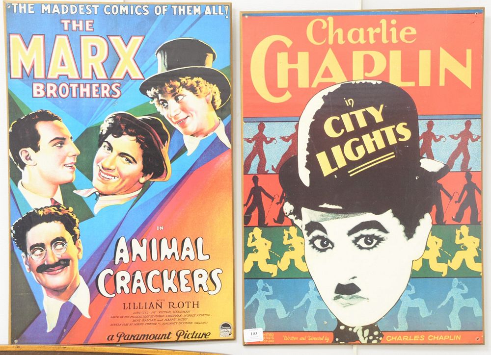 Appraisal: Group of five posters mounted on board the Marx Brothers