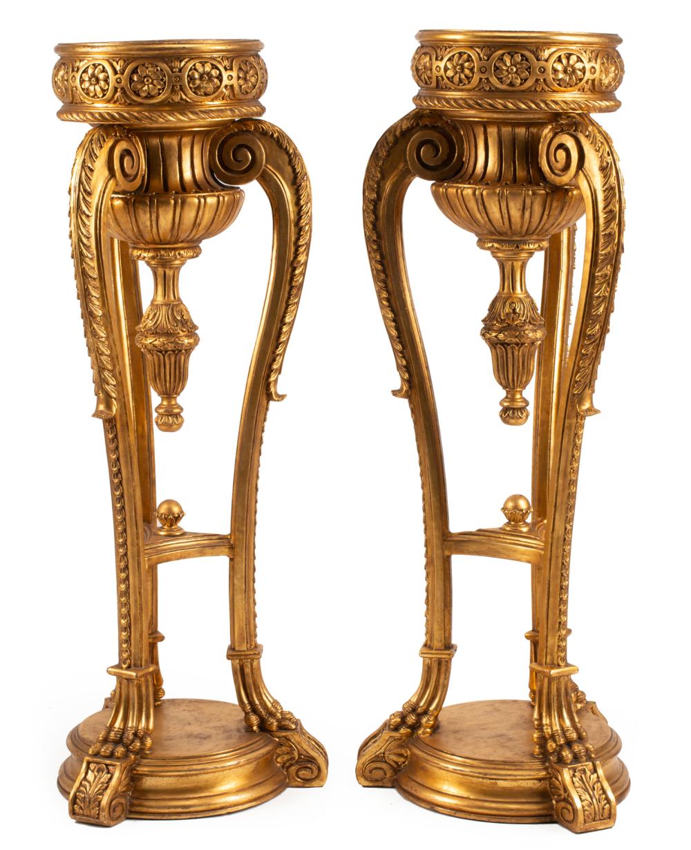 Appraisal: Pair of Napoleon III-Style Carved Giltwood Planters floral motif top