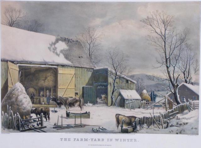 Appraisal: Currier-Ives Lithograph ''The Farm-Yard in Winter'' AFTER GEORGE H DURRIE