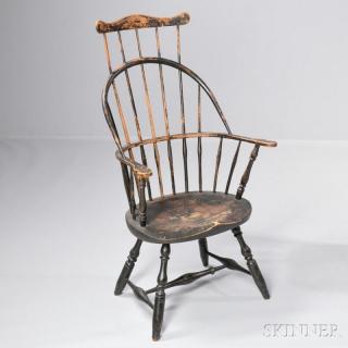 Appraisal: Sack-back Windsor Chair with Comb Massachusetts late th century with