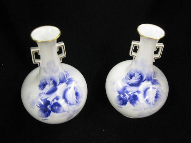 Appraisal: Pair of Noritake Porcelain Vases blue floral excellent