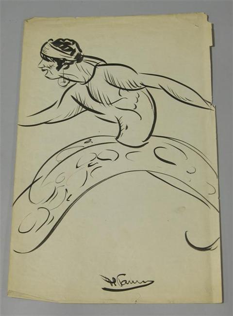 Appraisal: VICTOR DE PAUW AMERICAN - INK DRAWINGS DOUGLAS FAIRBANKS AND