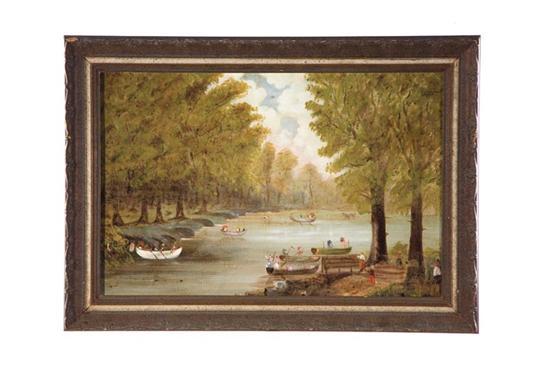 Appraisal: LANDSCAPE AMERICAN ND HALF- TH CENTURY Oil on pressed board