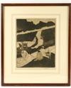 Appraisal: AQUATINT ETCHING - Bathers With Deer by George Overbury 'Pop'