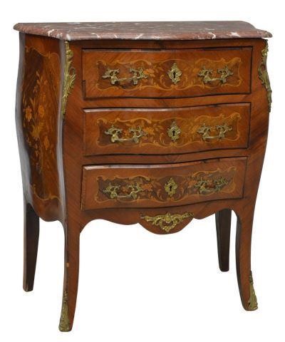 Appraisal: Petite French Louis XV style commode th c shaped rouge