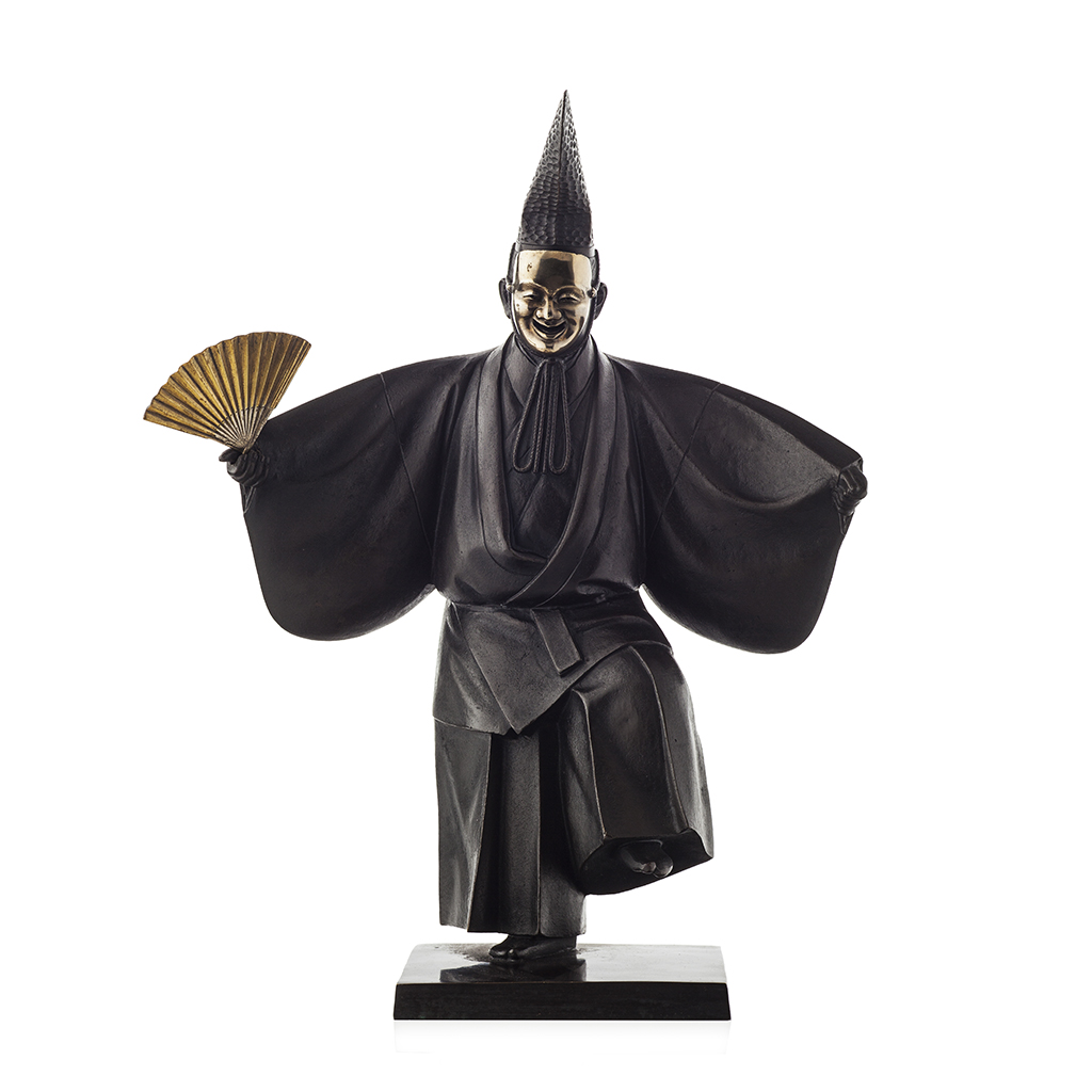 Appraisal: JAPANESE BRONZE FIGURE OF A NOH PERFORMER SIGNED SHOSEI MEIJI