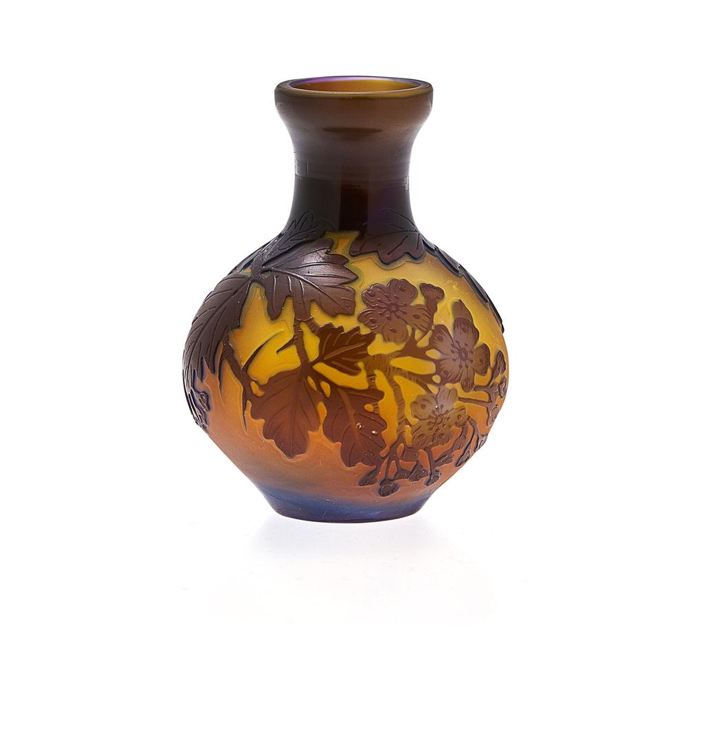 Appraisal: MILE GALL - CAMEO GLASS VASE CIRCA the ovoid yellow