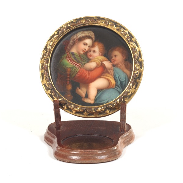 Appraisal: GERMAN PORCELAIN HAND PAINTED MADONNA DELLA SEDIA AFTER RAPHAEL IN