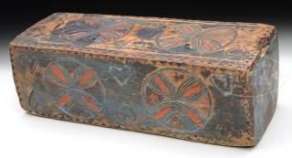 Appraisal: EXCEPTIONAL CARVED AND DECORATED CANDLE BOX EXCEPTIONAL CARVED AND DECORATED