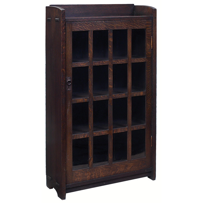 Appraisal: Gustav Stickley bookcase single door form with sixteen panes of