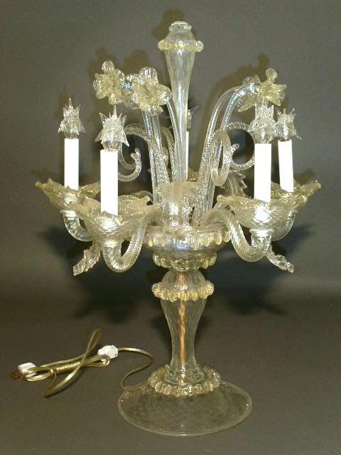 Appraisal: Venetian glass candelabra electrified h x w