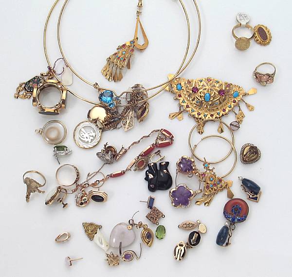 Appraisal: A collection of miscellaneous costume and gem-set jewlery in k