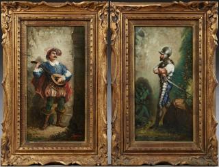 Appraisal: H Regnier Troubadour and Knight in Armor H Regnier Troubadour