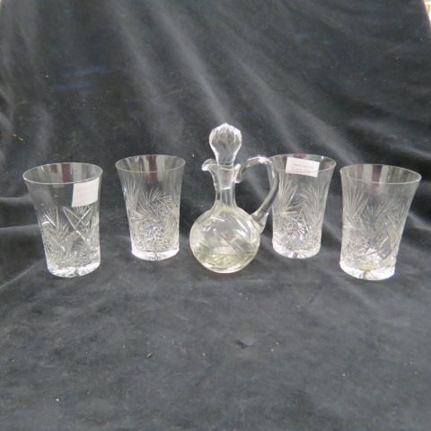 Appraisal: Cut Glass Tumblersand a cruet