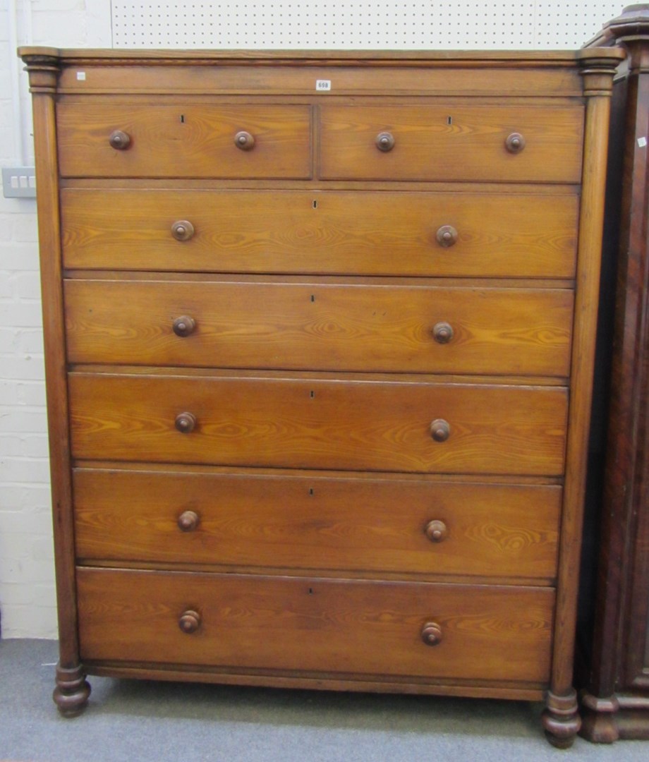 Appraisal: A large th century stained ash chest of two short