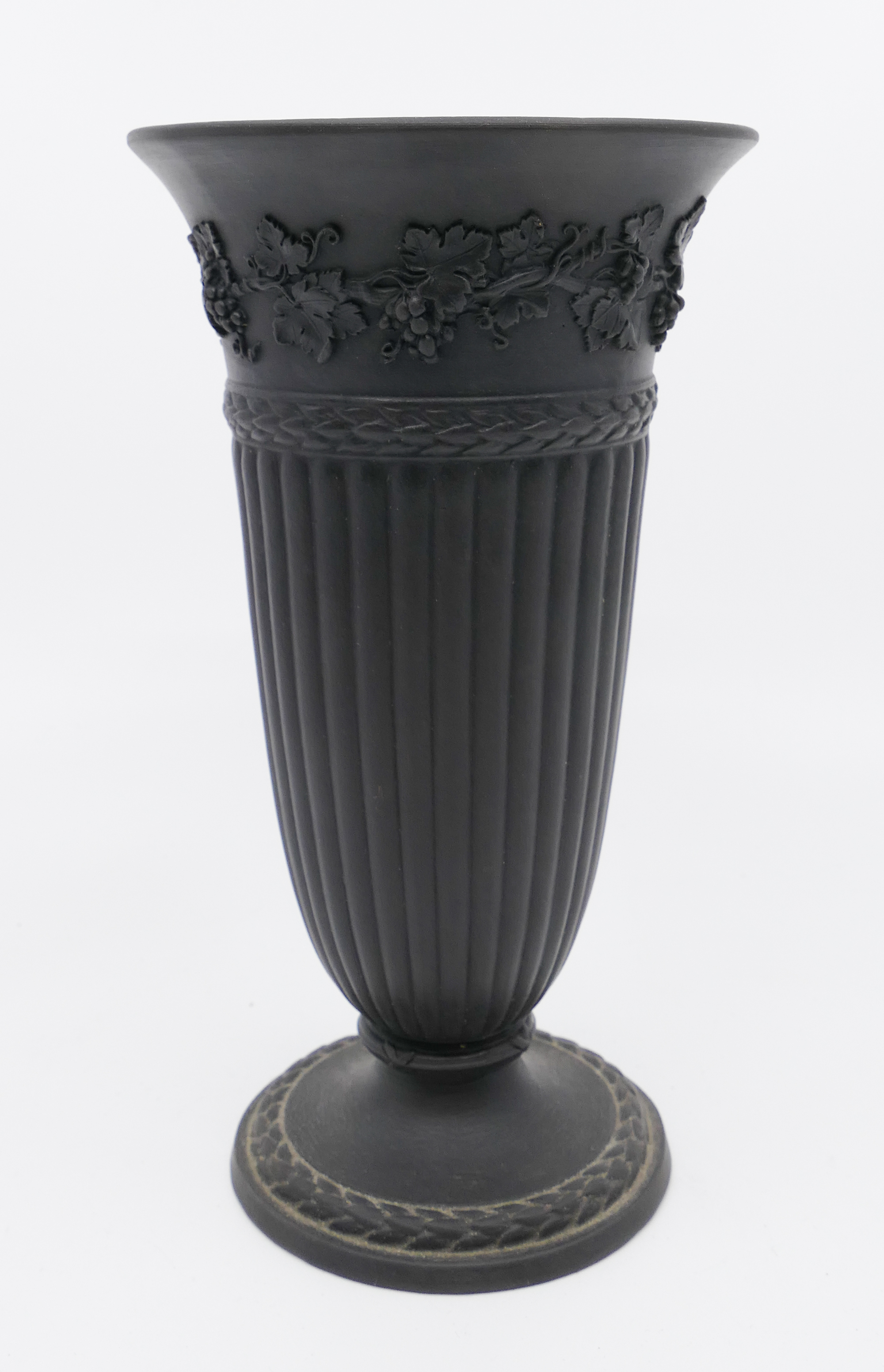 Appraisal: Wedgwood Basalt Ware Footed Trumpet Vase Stamped 'C' and Made