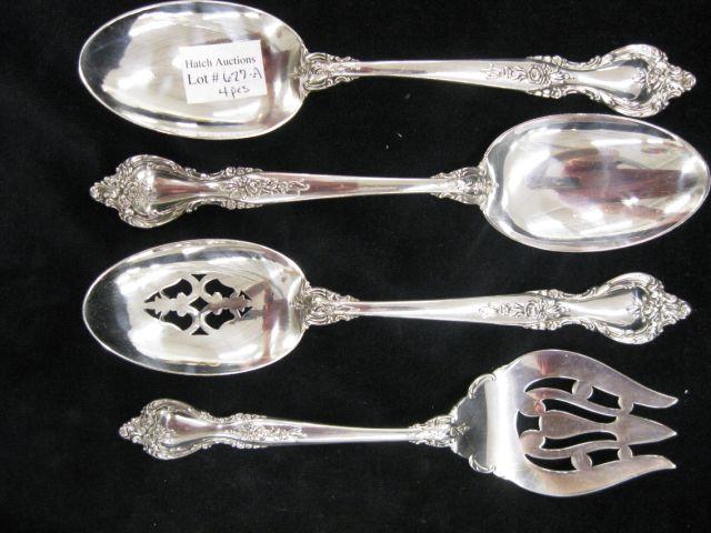 Appraisal: pc Lunt Delacourt Sterling Silver Servers fancy cold meat fork