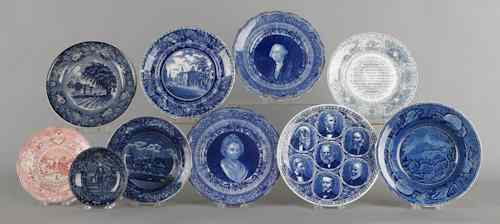 Appraisal: Three historic blue Staffordshire plates and shallow bowls th c