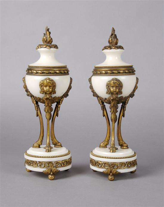 Appraisal: A Pair of Louis XVI Style Marble and Gilt Bronze