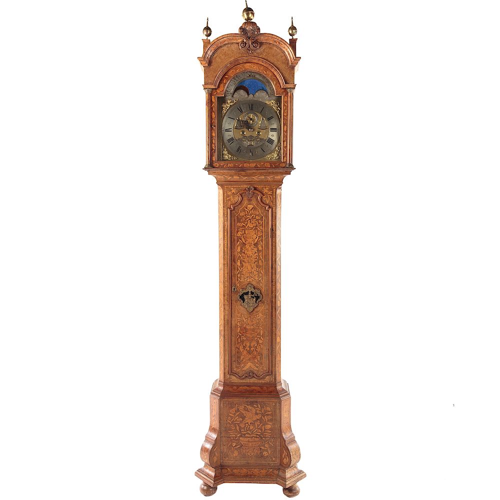 Appraisal: Dutch Marquetry Inlaid Tall Case Clock th th century works