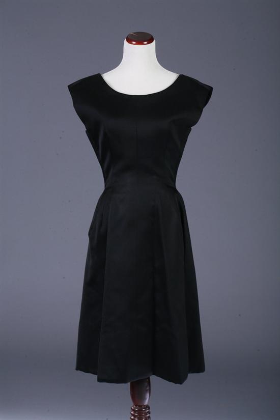 Appraisal: VINTAGE BALENCIAGA BLACK MATTE SATIN COCKTAIL DRESS s Balenciaga Avenue