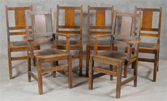 Appraisal: Mission Style Oak Dining Chairs Circa Made by Come-Packt Ann