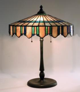 Appraisal: Attrib Handel Leaded Glass Bronze Table Lamp CONNECTICUT EARLY TH