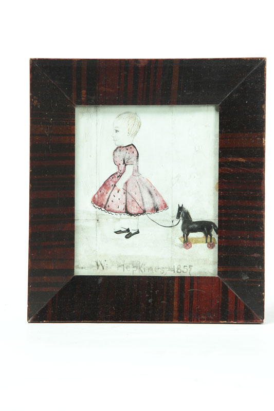 Appraisal: MINIATURE WATERCOLOR American ca watercolor and pencil on paper Small