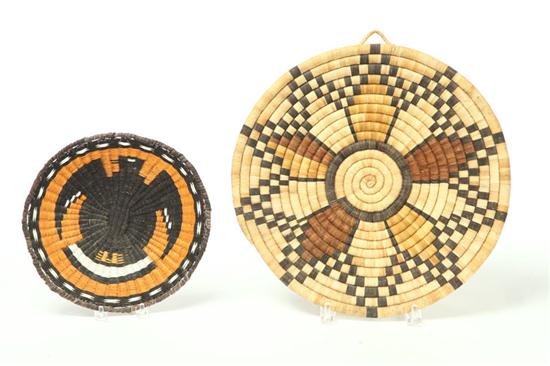 Appraisal: TWO HOPI BASKETRY TRAYS Geometric floral design in natural colors