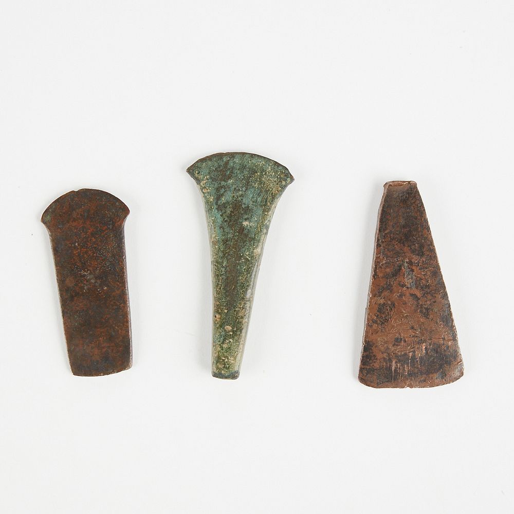 Appraisal: Grp Copper Celts North American Group of three copper celts