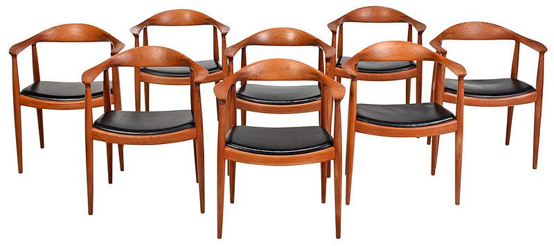 Appraisal: Numbered Set of Eight Hans Wegner Armchairs s Denmark by