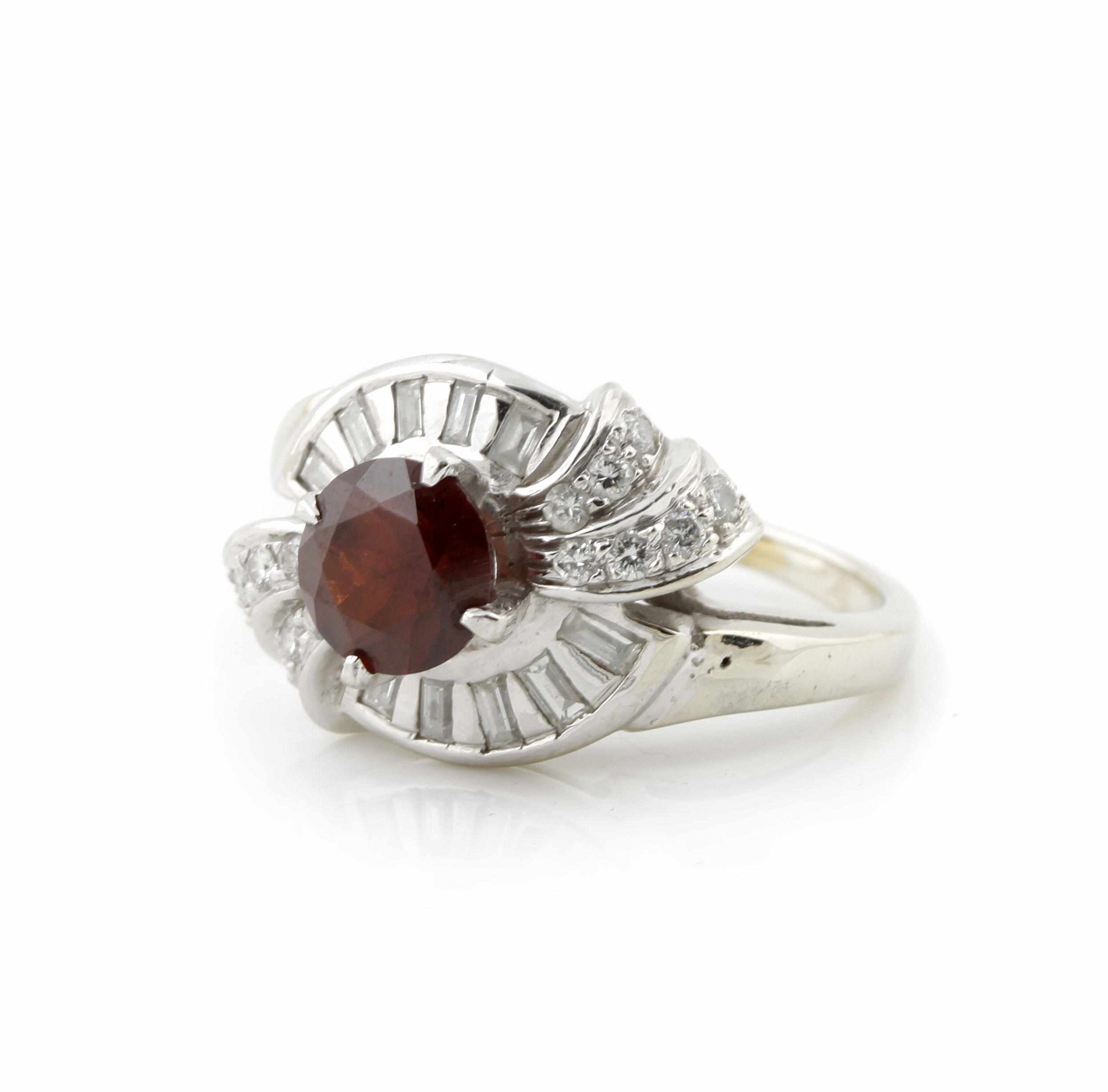 Appraisal: A garnet diamond and k white gold ring size