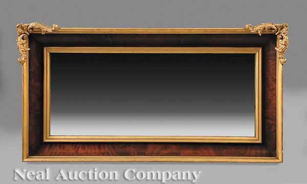 Appraisal: An American Mahogany and Gilt Overmantel Mirror th c rectangular