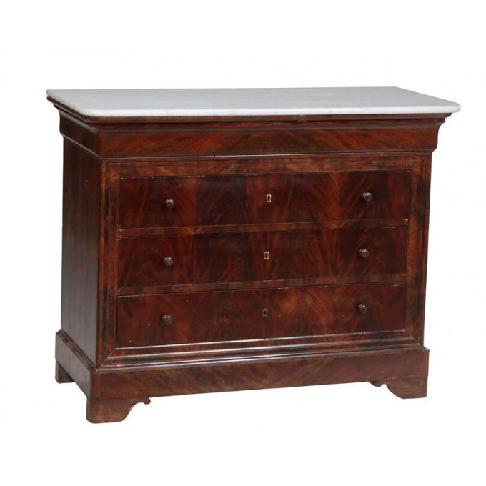 Appraisal: French Provincial Louis Philippe Carved Walnut Marble Top Commode th