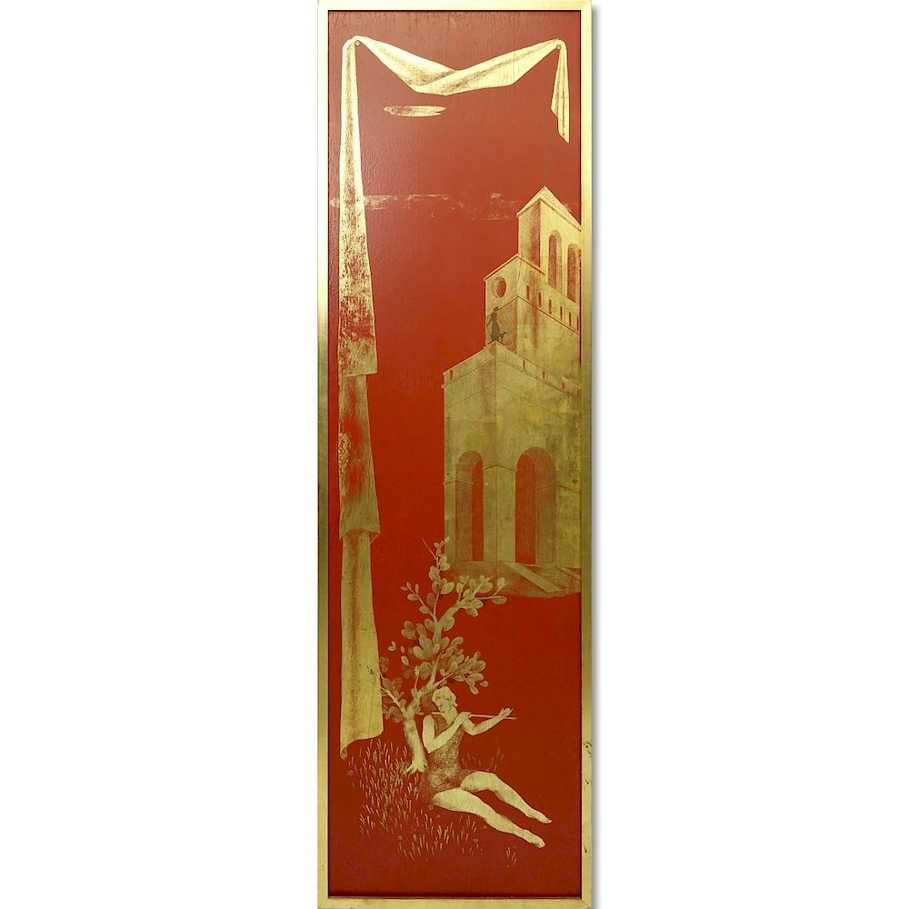 Appraisal: Mid th Century Lacquer Panel Mid th Century Possibly Italian