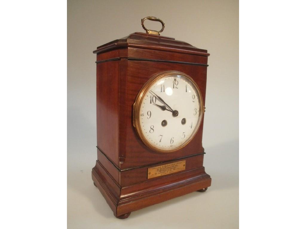 Appraisal: A George V mahogany cased mantel clock with French -day