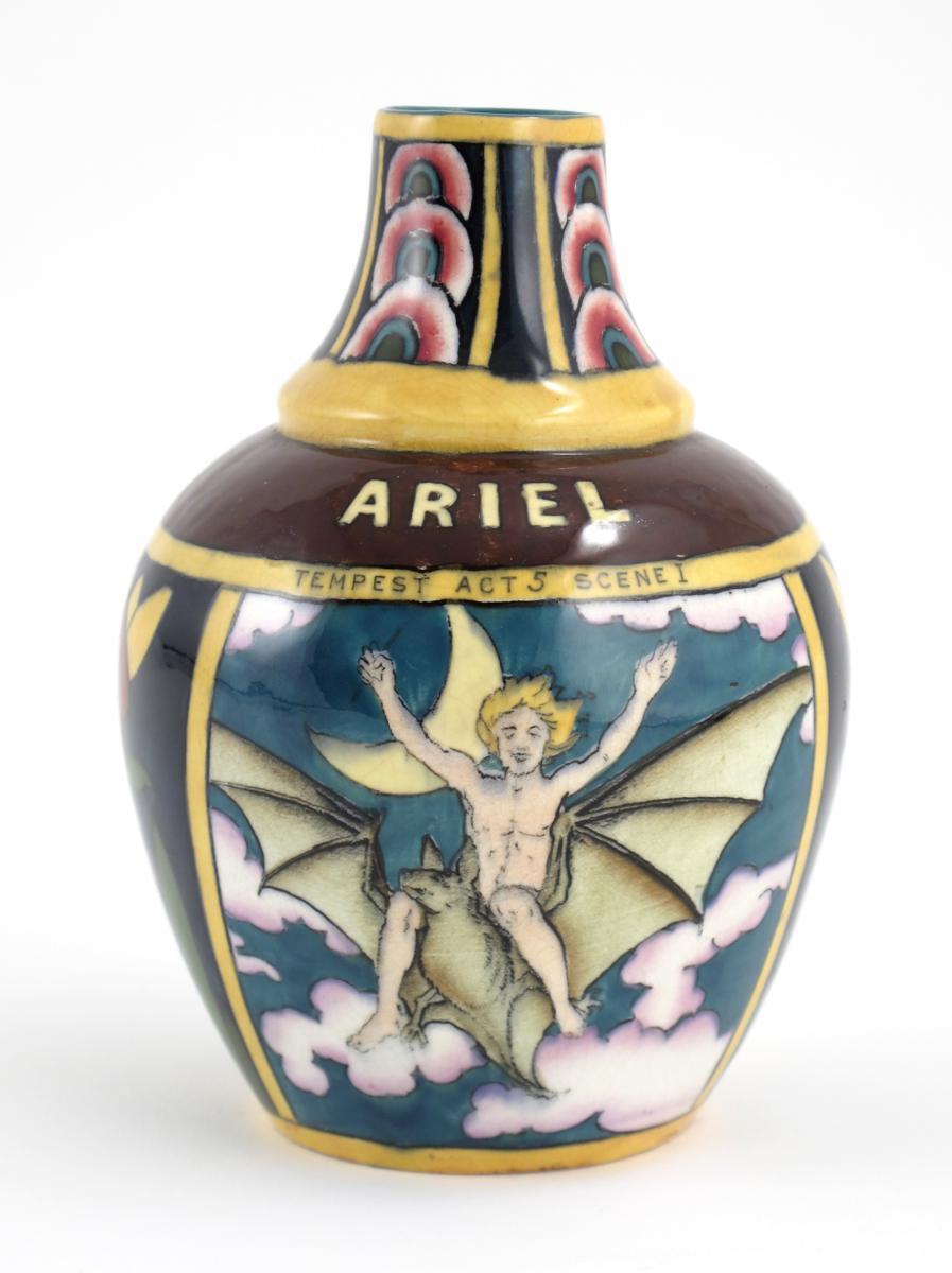 Appraisal: Ariel and Puck a Late Foley Shelley Intarsio vase designed