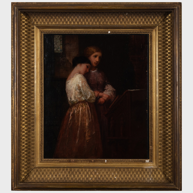 Appraisal: William Morris Hunt - The Listeners Oil on canvas c